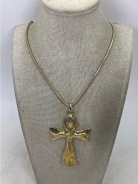 Vintage 1970’s Givenchy Gold Ankh Symbol Pendant Necklace